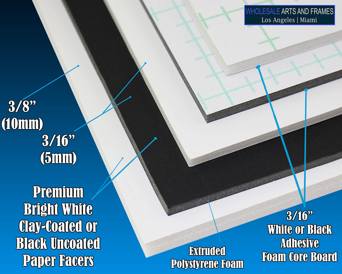 3/16" Black 1 Side Self Adhesive Foam Core Boards 8.5x11-250 Pack. Many Sizes Available. Acid Free Craft Poster Board for Signs, Buffered Presentations, School, Office and Art Projects