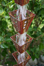 Arts & Crafts Square Cups Rain Chain with Installation Kit (16 Foot)