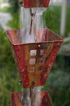 Arts & Crafts Square Cups Rain Chain with Installation Kit (16 Foot)